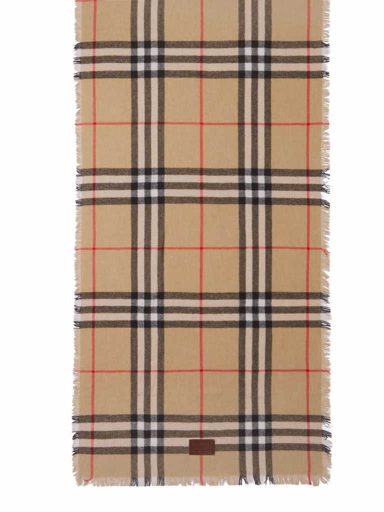 Neutral Check Cashmere Scarf