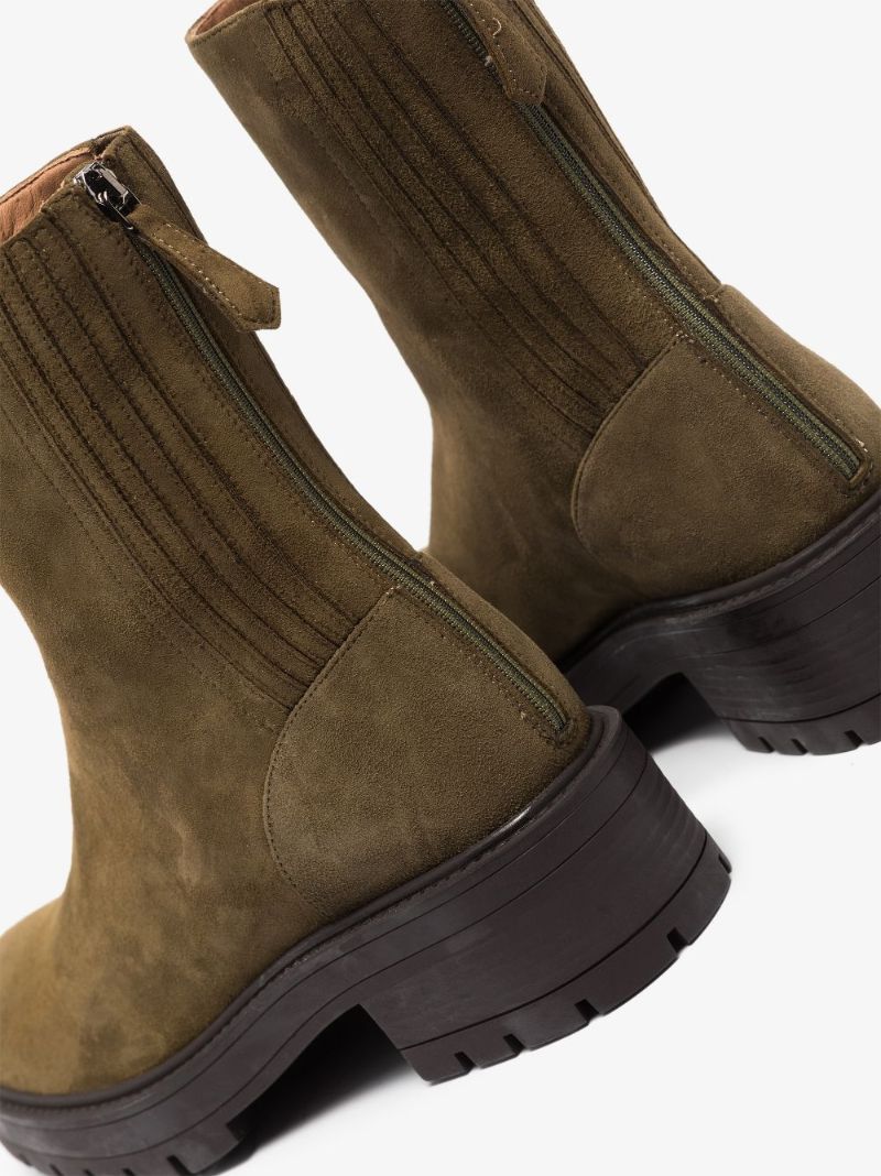 Khaki Saint Honore Suede Ankle Boots