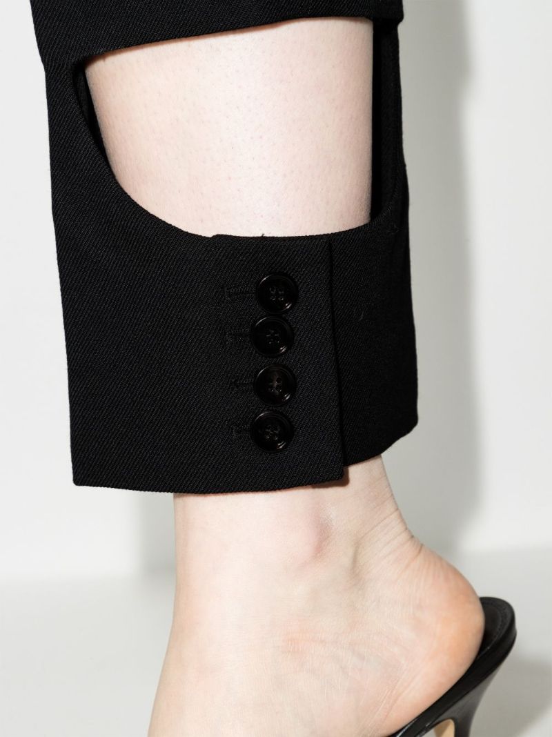Black Cut-out Wool Trousers