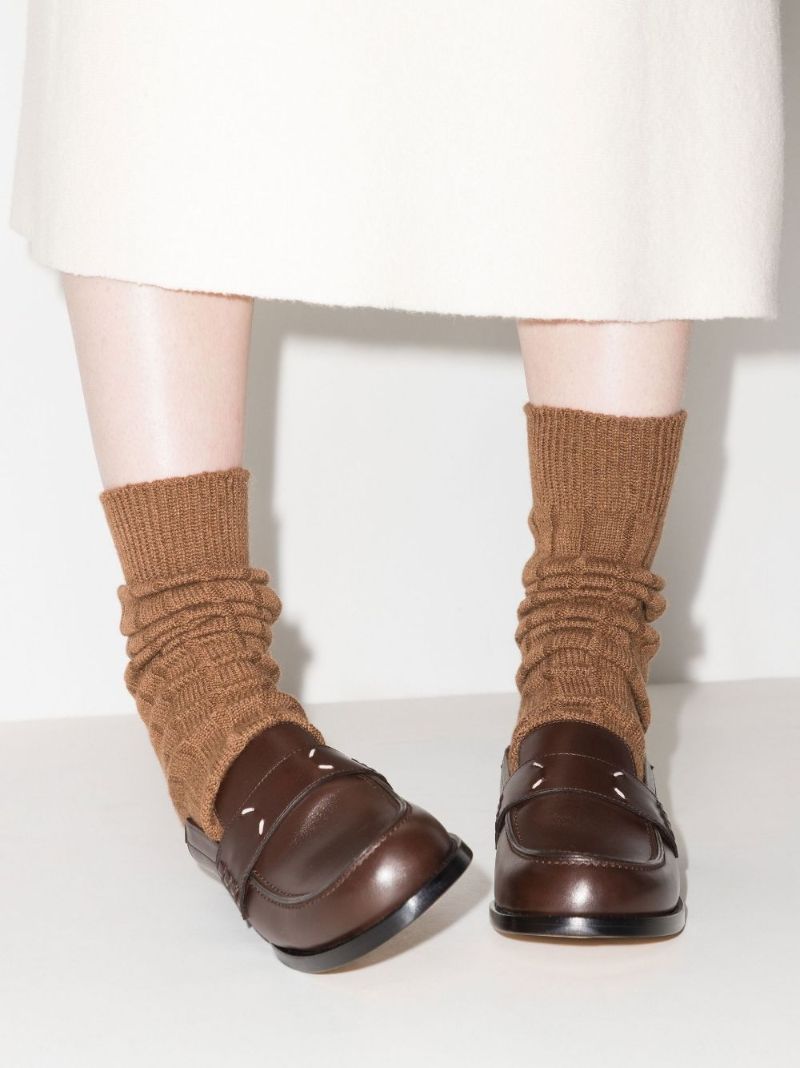 Brown Flat Leather Loafers