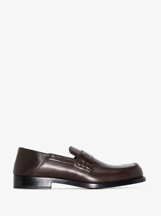 Brown Flat Leather Loafers