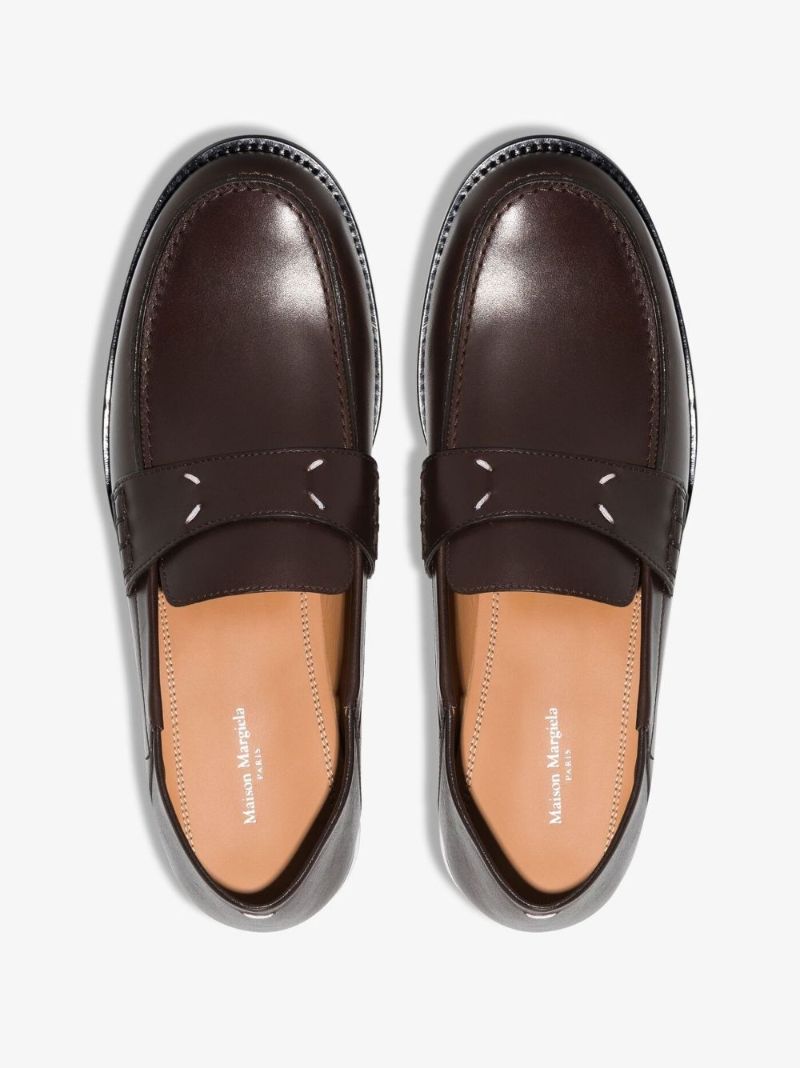 Brown Flat Leather Loafers