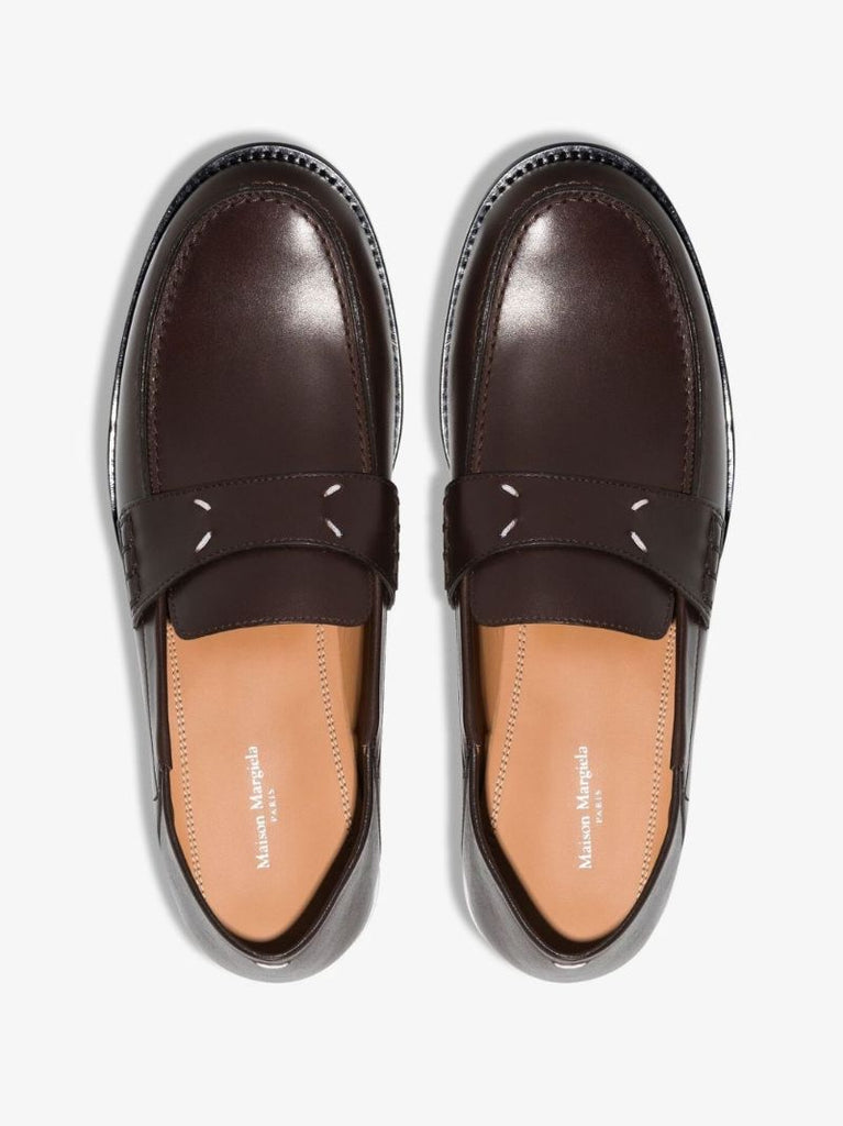 Brown Flat Leather Loafers