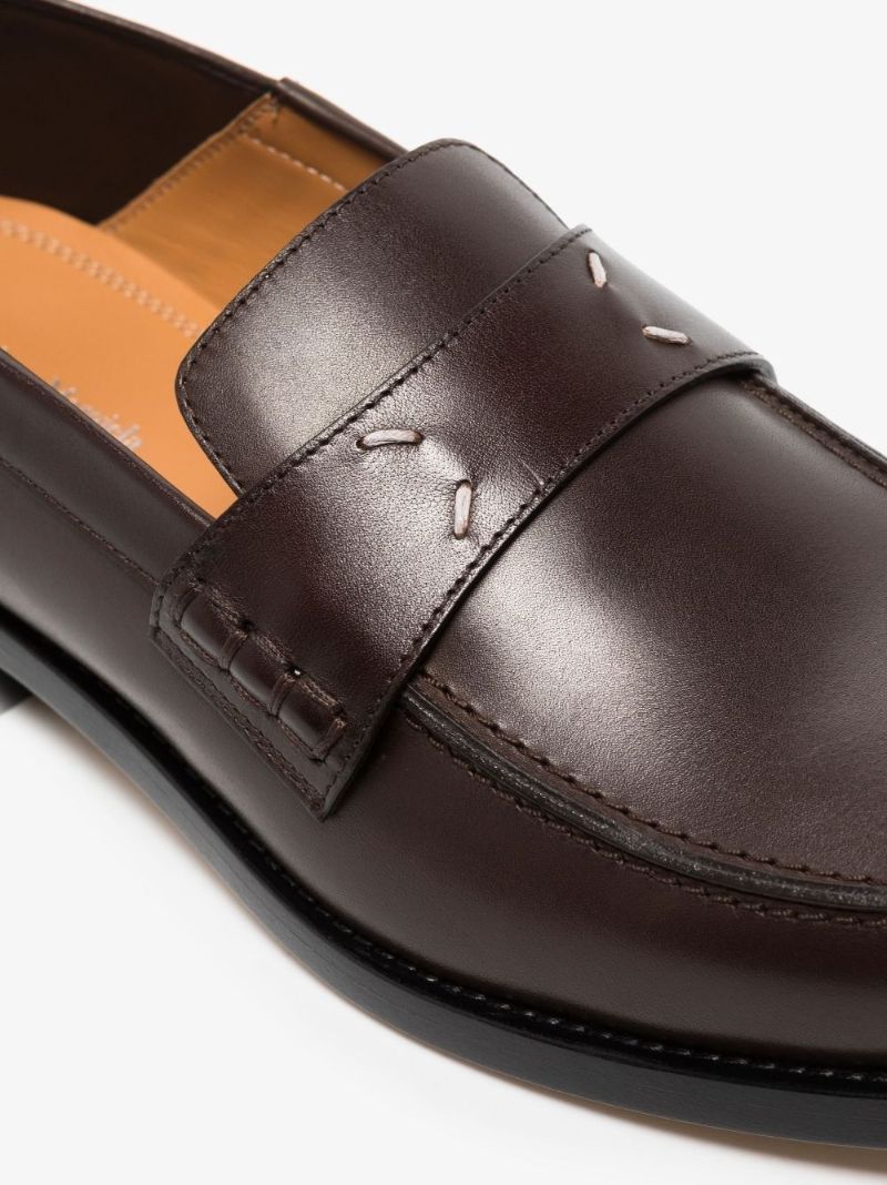 Brown Flat Leather Loafers