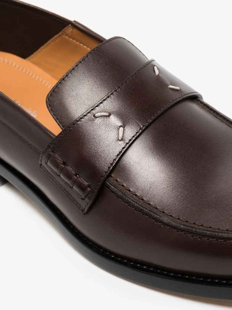 Brown Flat Leather Loafers
