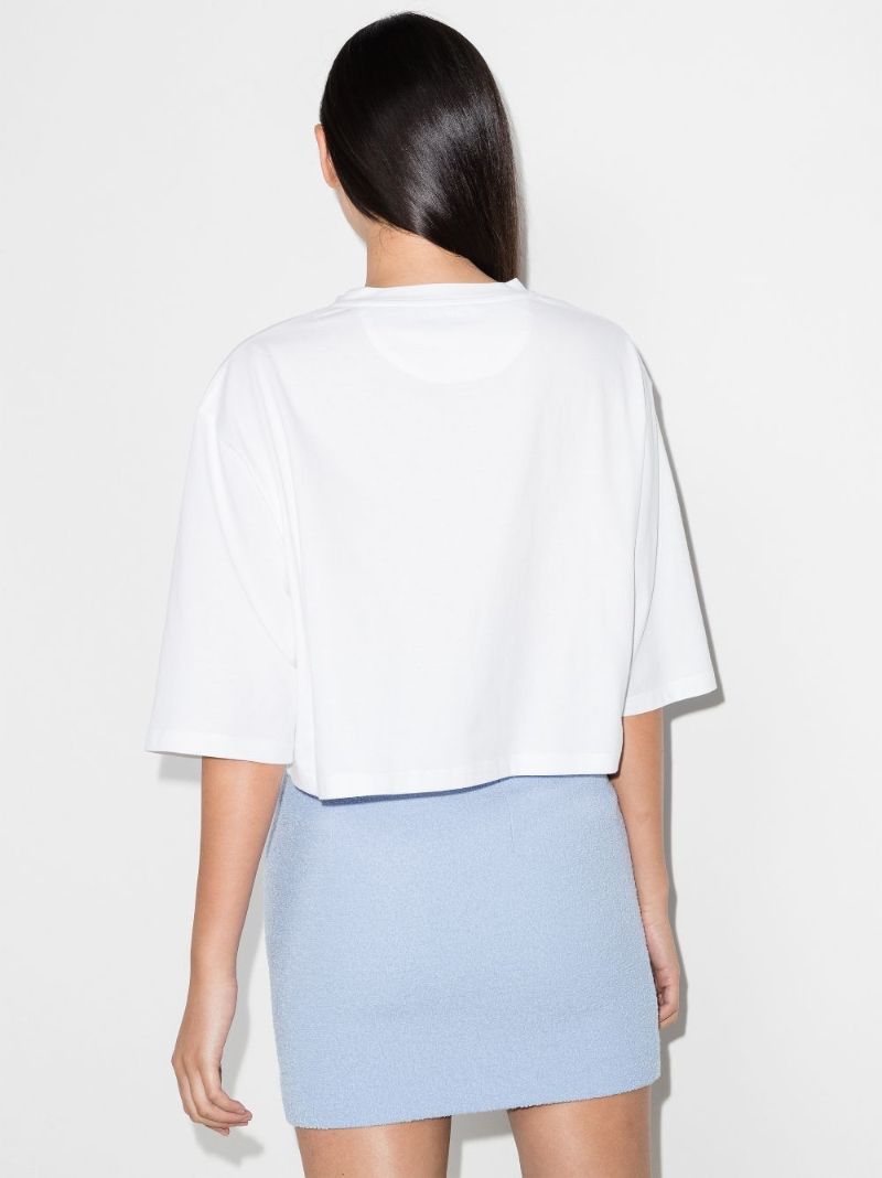 White Logo Lace Cotton T-shirt