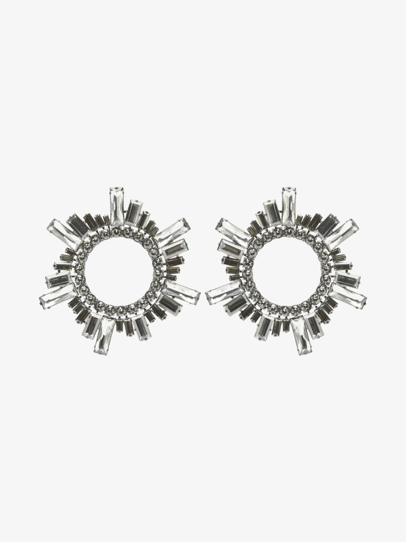 Silver-tone Begum Crystal Hoop Earrings