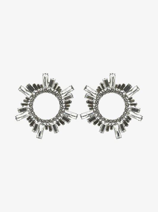 Silver-tone Begum Crystal Hoop Earrings