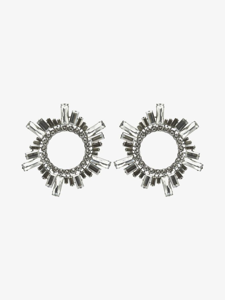 Silver-tone Begum Crystal Hoop Earrings