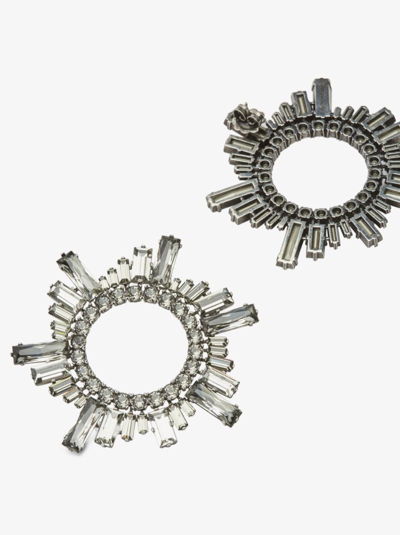 Silver-tone Begum Crystal Hoop Earrings