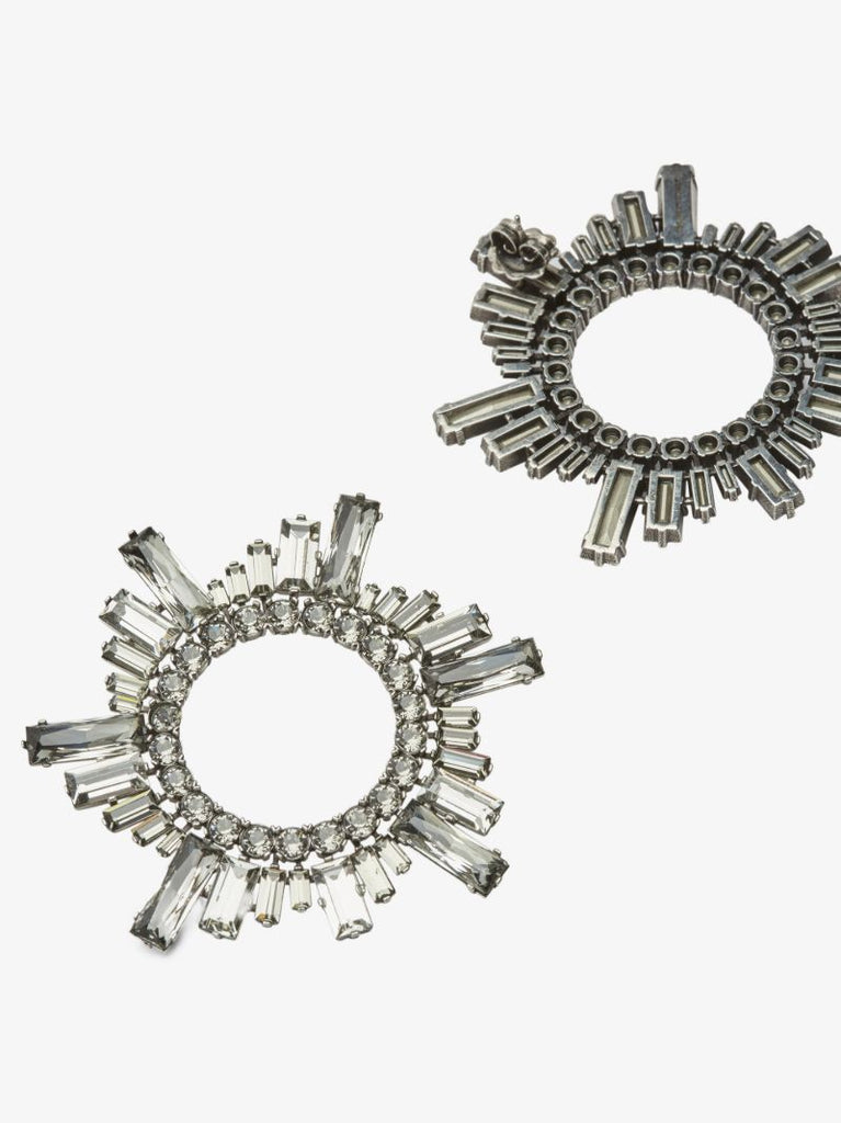 Silver-tone Begum Crystal Hoop Earrings