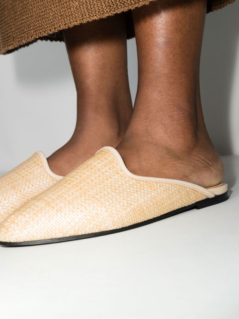 Neutral the Raffia Leather Trim Mules