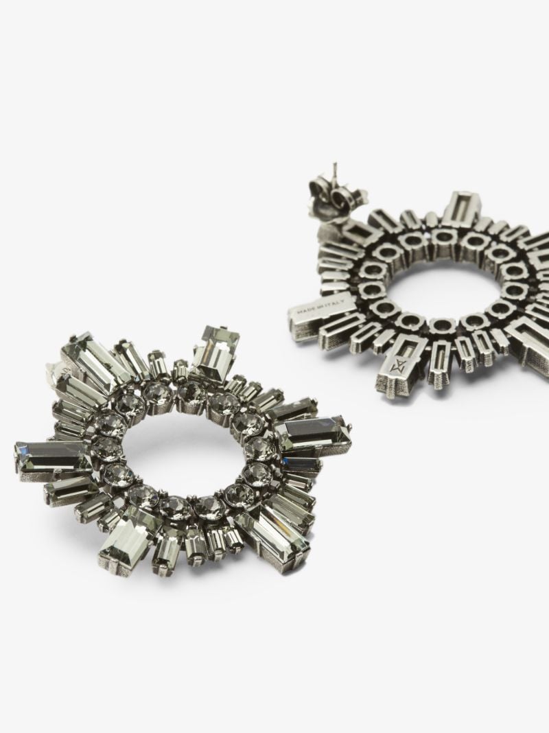Silver-tone Begum Mini Crystal Hoop Earrings
