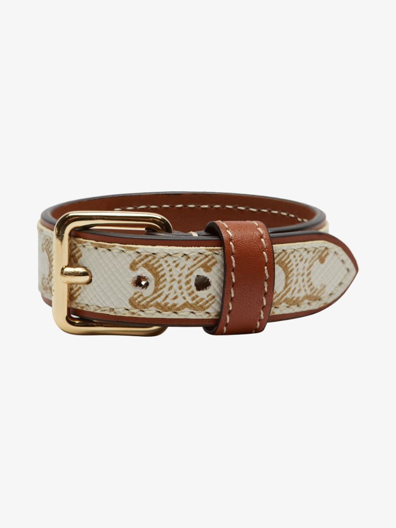 Neutral Triomphe Leather Bracelet