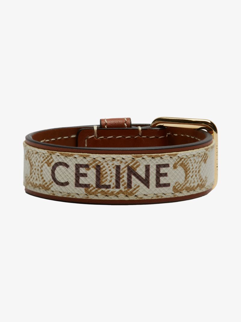 Neutral Triomphe Leather Bracelet
