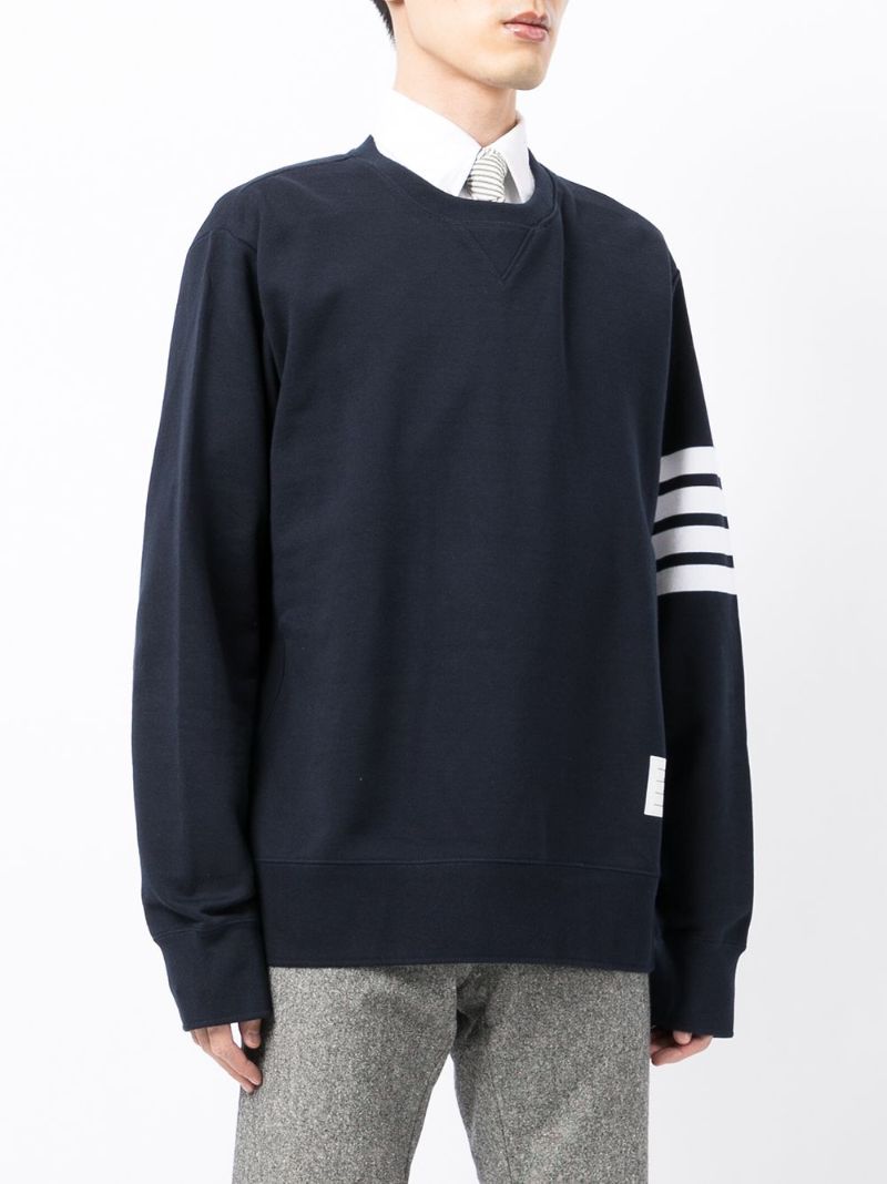 Blue 4-bar Stripe Cotton Sweatshirt