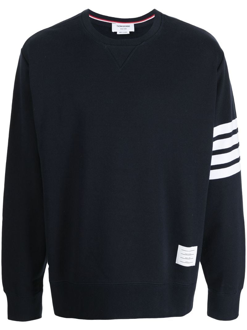 Blue 4-bar Stripe Cotton Sweatshirt