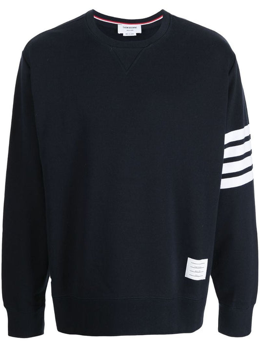 Blue 4-bar Stripe Cotton Sweatshirt