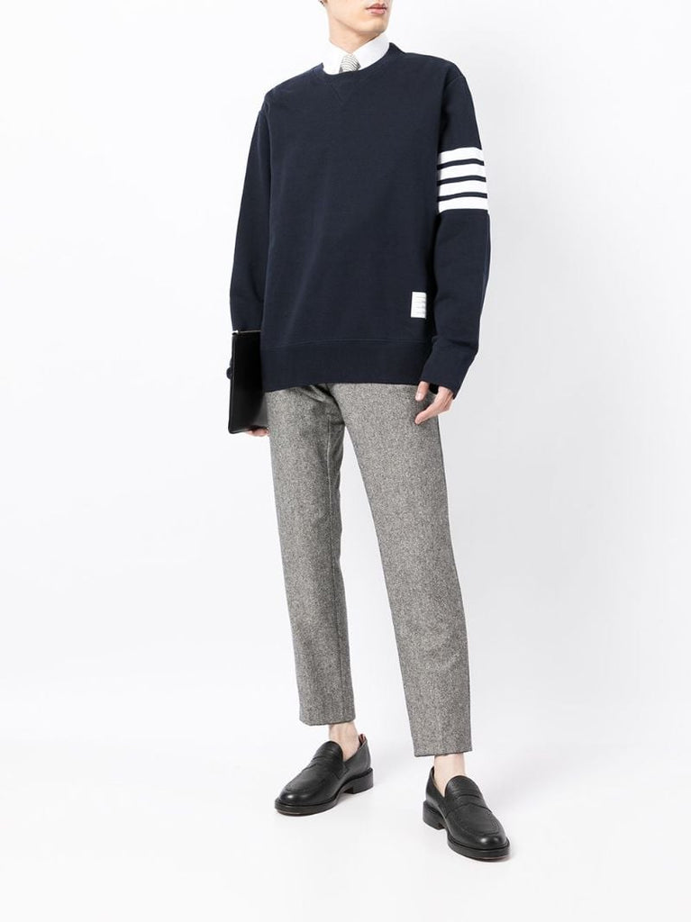 Blue 4-bar Stripe Cotton Sweatshirt