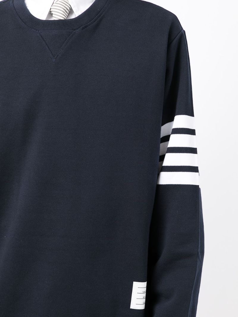 Blue 4-bar Stripe Cotton Sweatshirt