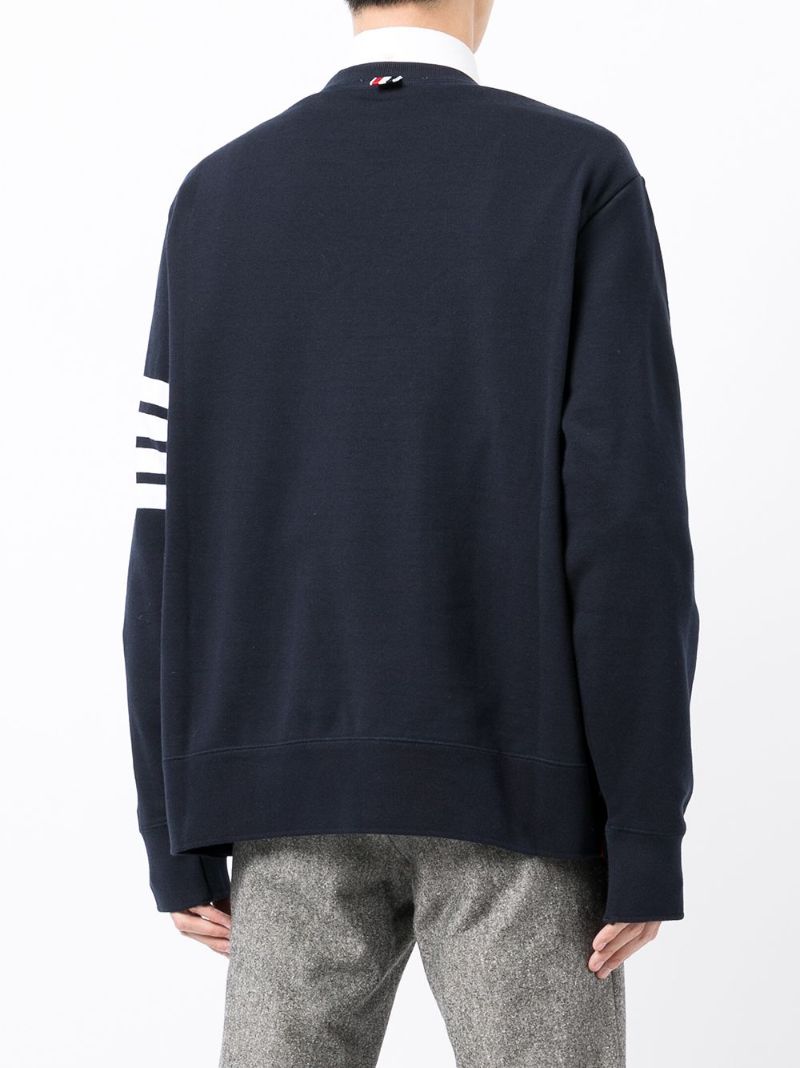 Blue 4-bar Stripe Cotton Sweatshirt
