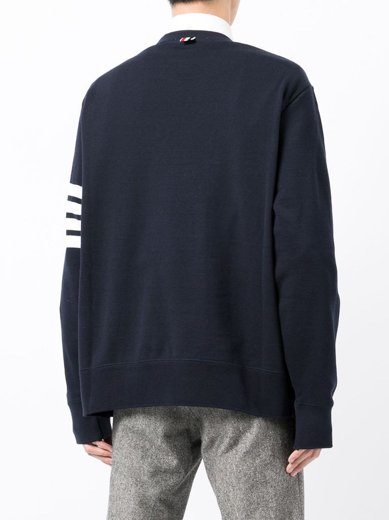 Blue 4-bar Stripe Cotton Sweatshirt