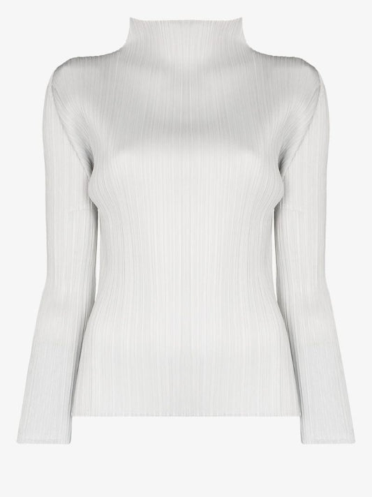 Grey Basics Long Sleeve PlissÃ_x0083_Â© Top