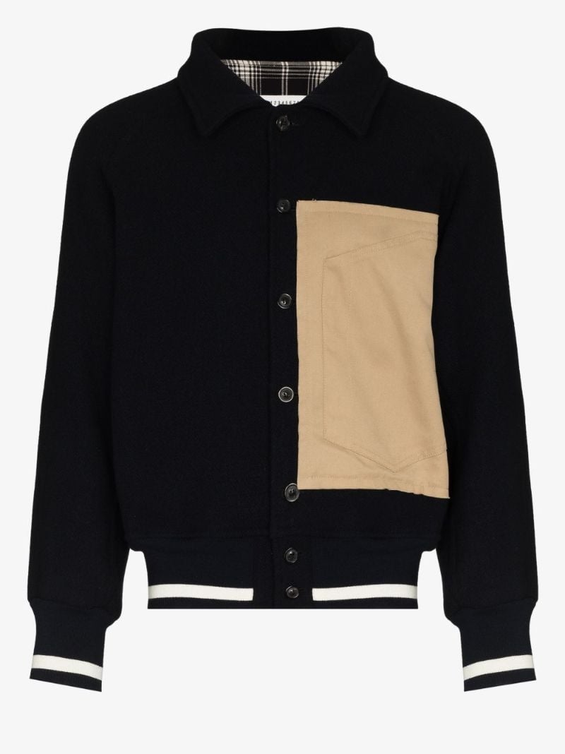 Contrast Panel Wool Bomber Jacket
