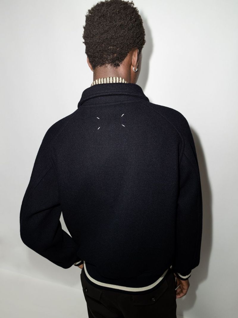 Contrast Panel Wool Bomber Jacket