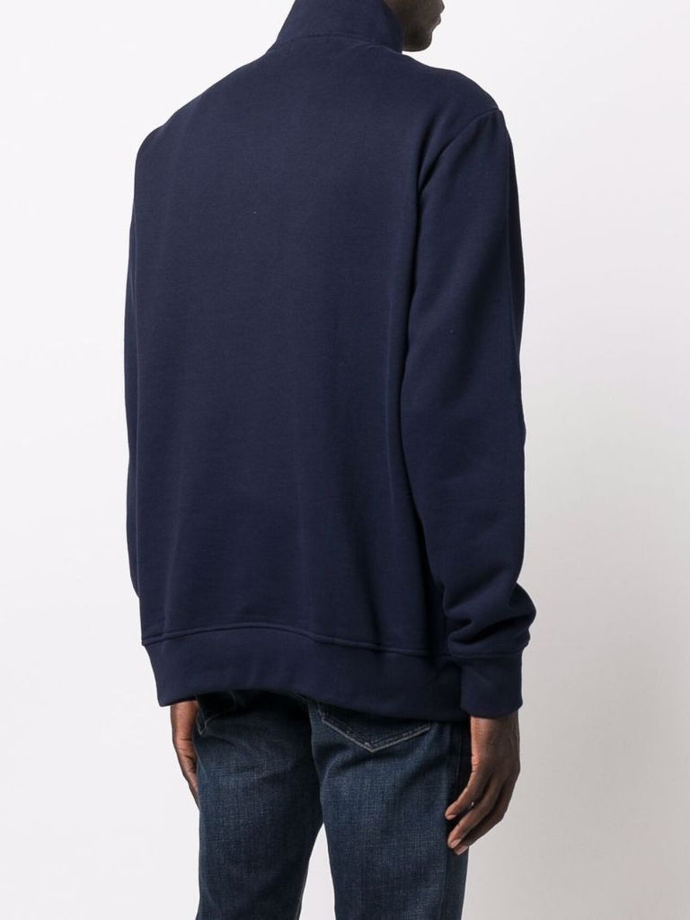 Blue Pony Embroidered Zip-up Sweater