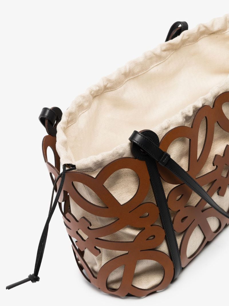 Brown Anagram Large Cutout Leather Tote Bag