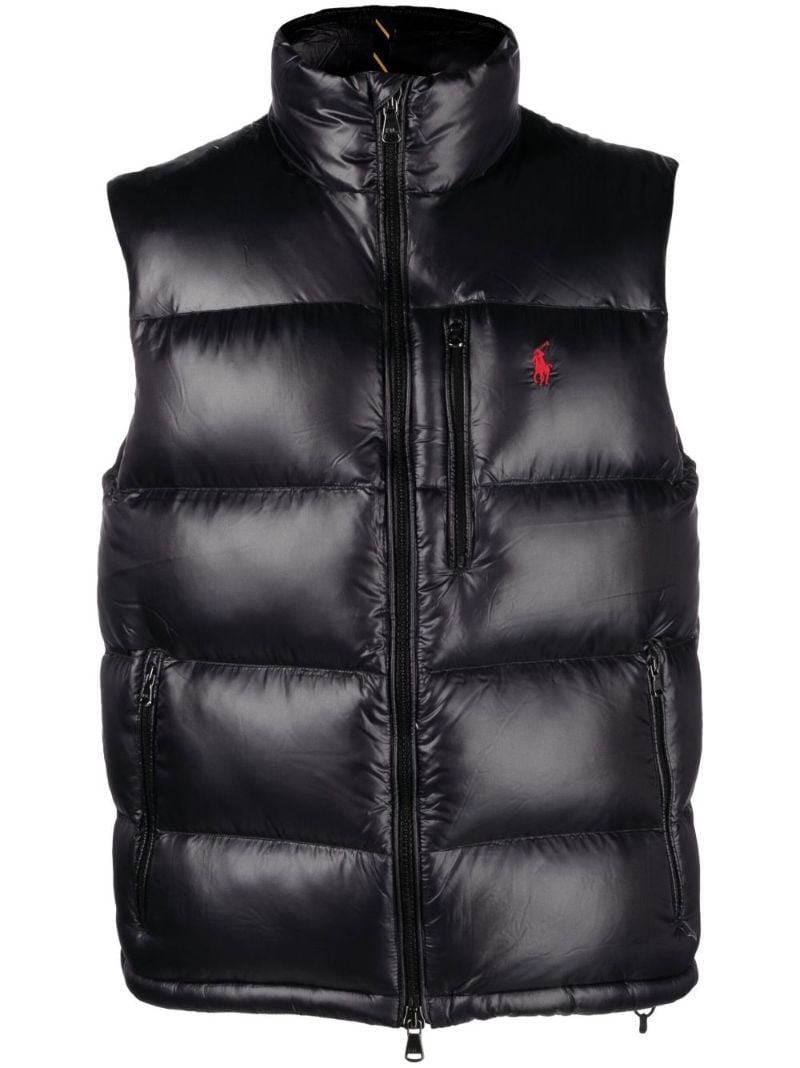 Black Polo Pony Padded Gilet
