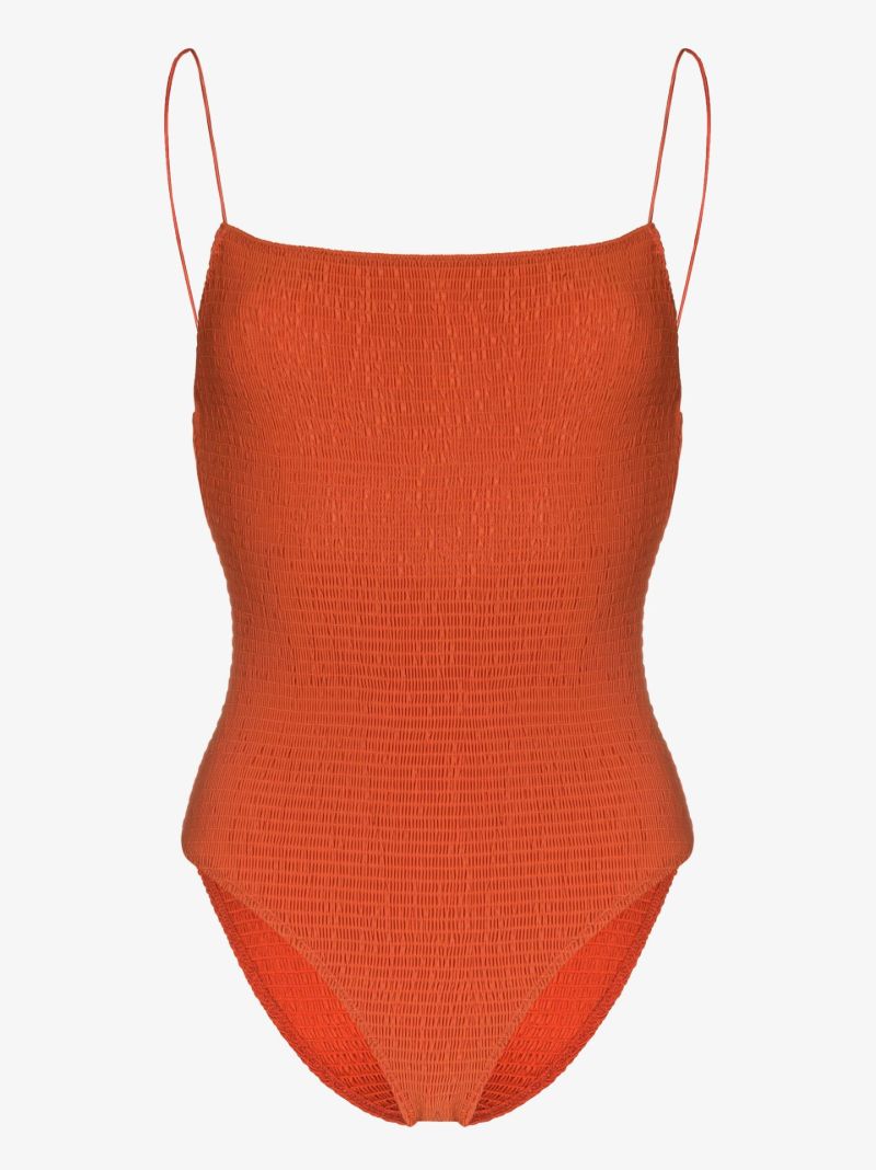 Orange Smocked One-piece Swimsuit
