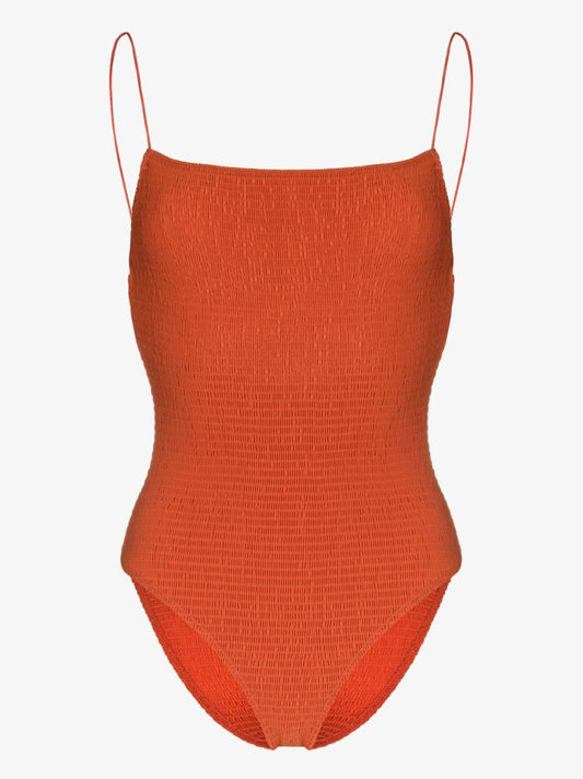 Orange Smocked One-piece Swimsuit