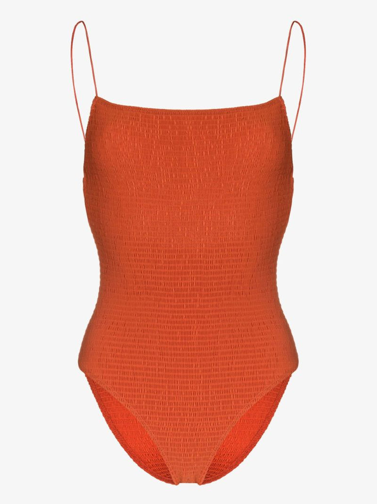 Orange Smocked One-piece Swimsuit