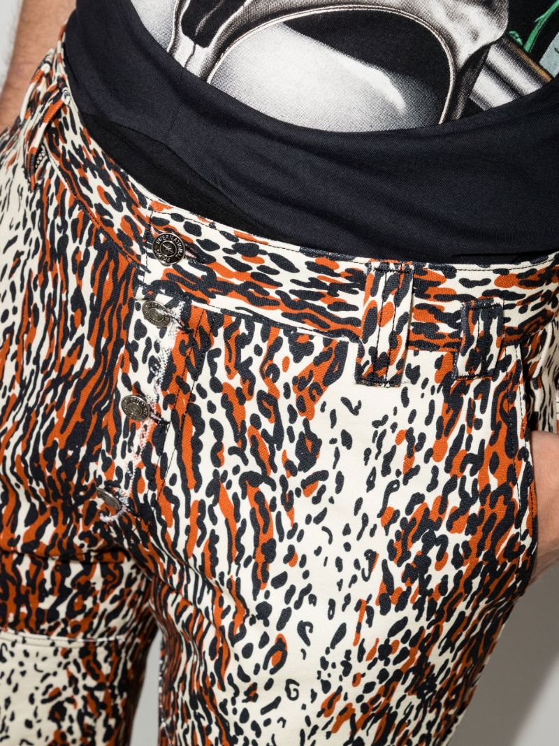 Neutral Leopard Print Straight-leg Trousers