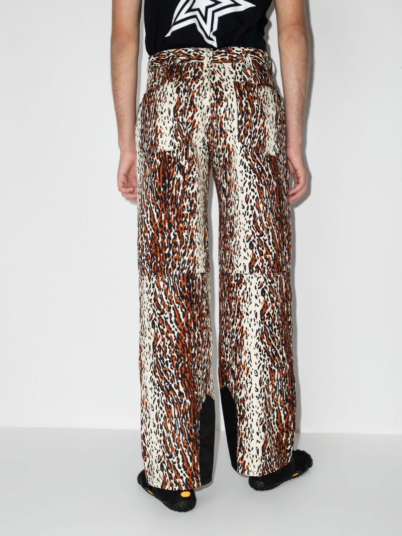 Neutral Leopard Print Straight-leg Trousers