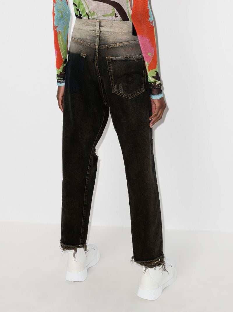 Faded Crossover Waist Jeans