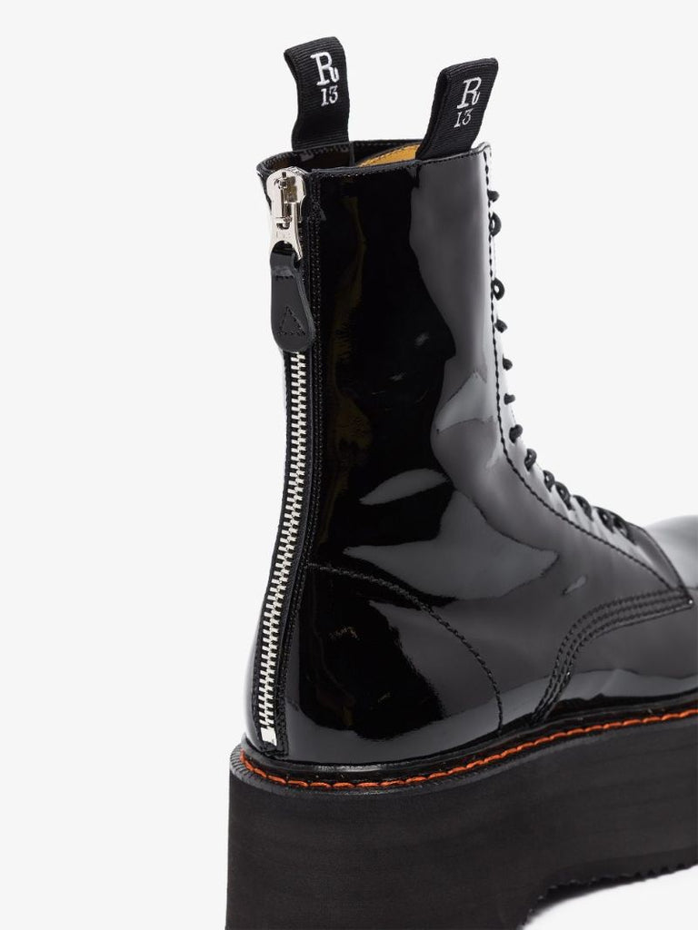 Black Double Stack 60 Patent Leather Boots