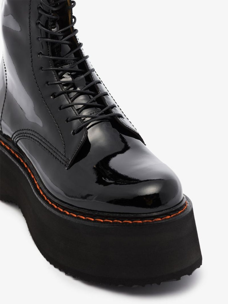 Black Double Stack 60 Patent Leather Boots