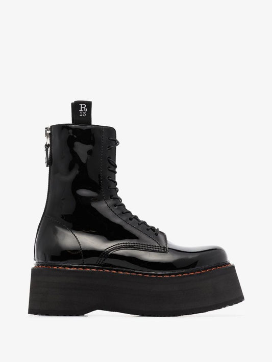 Black Double Stack 60 Patent Leather Boots