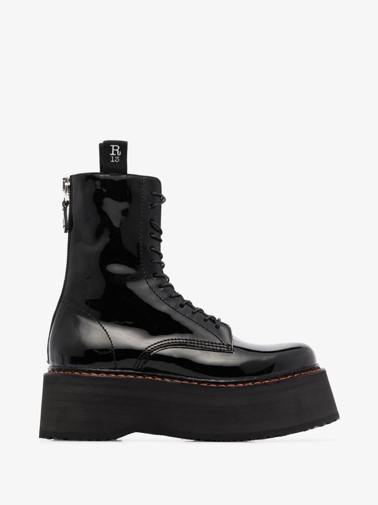 Black Double Stack 60 Patent Leather Boots