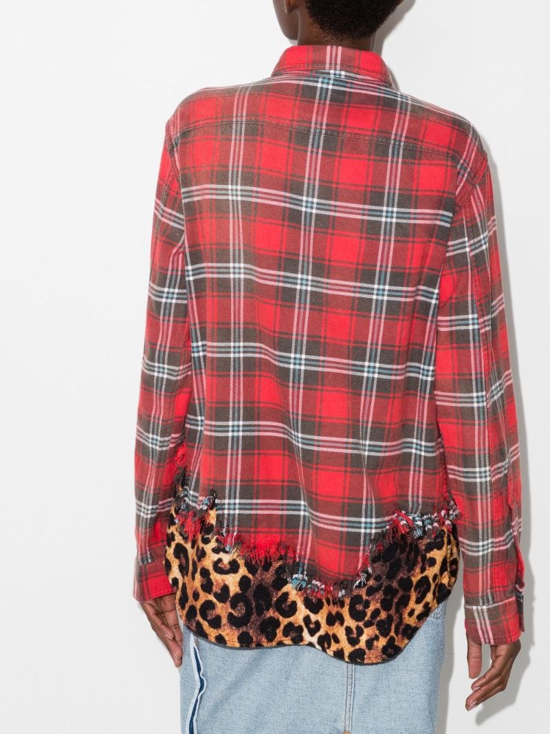 Leopard Hem Checked Shirt