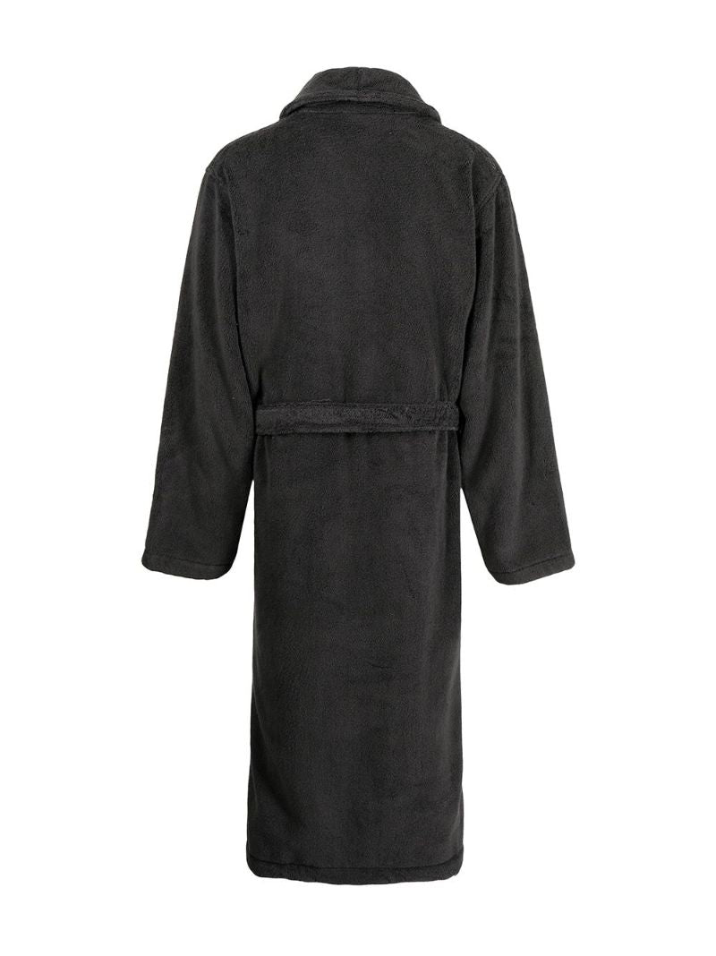 Grey Logo-embroidered Cotton Robe