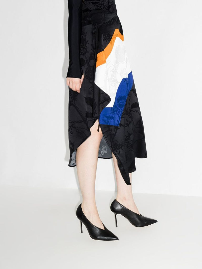 Colour Block Asymmetric Midi Skirt