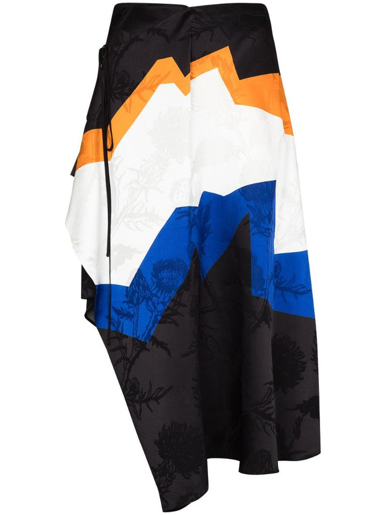 Colour Block Asymmetric Midi Skirt