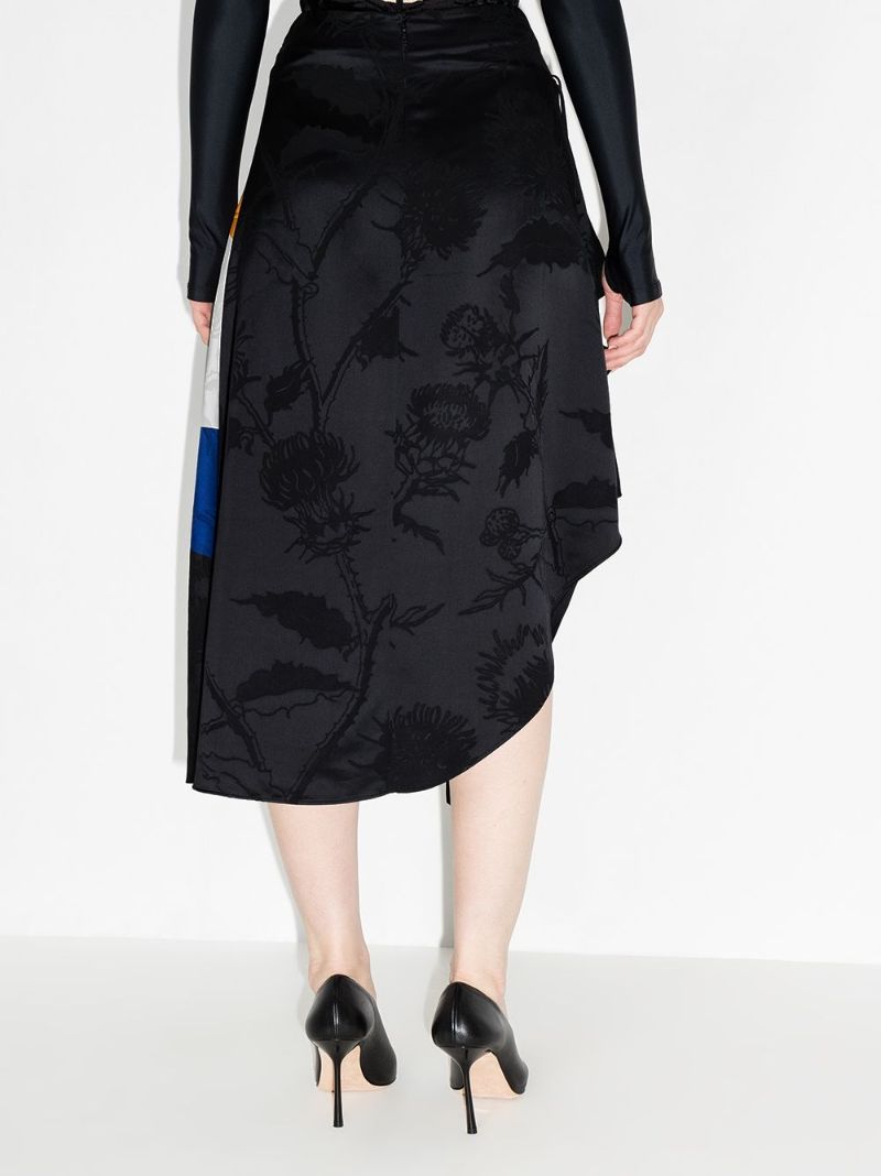 Colour Block Asymmetric Midi Skirt