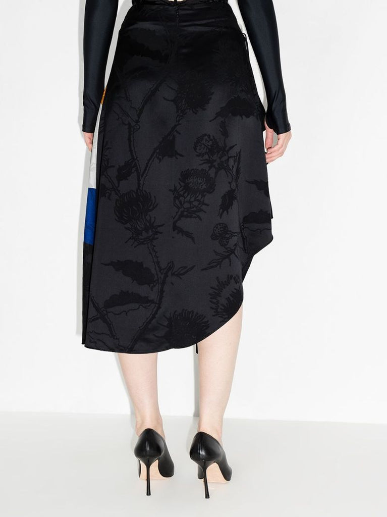 Colour Block Asymmetric Midi Skirt