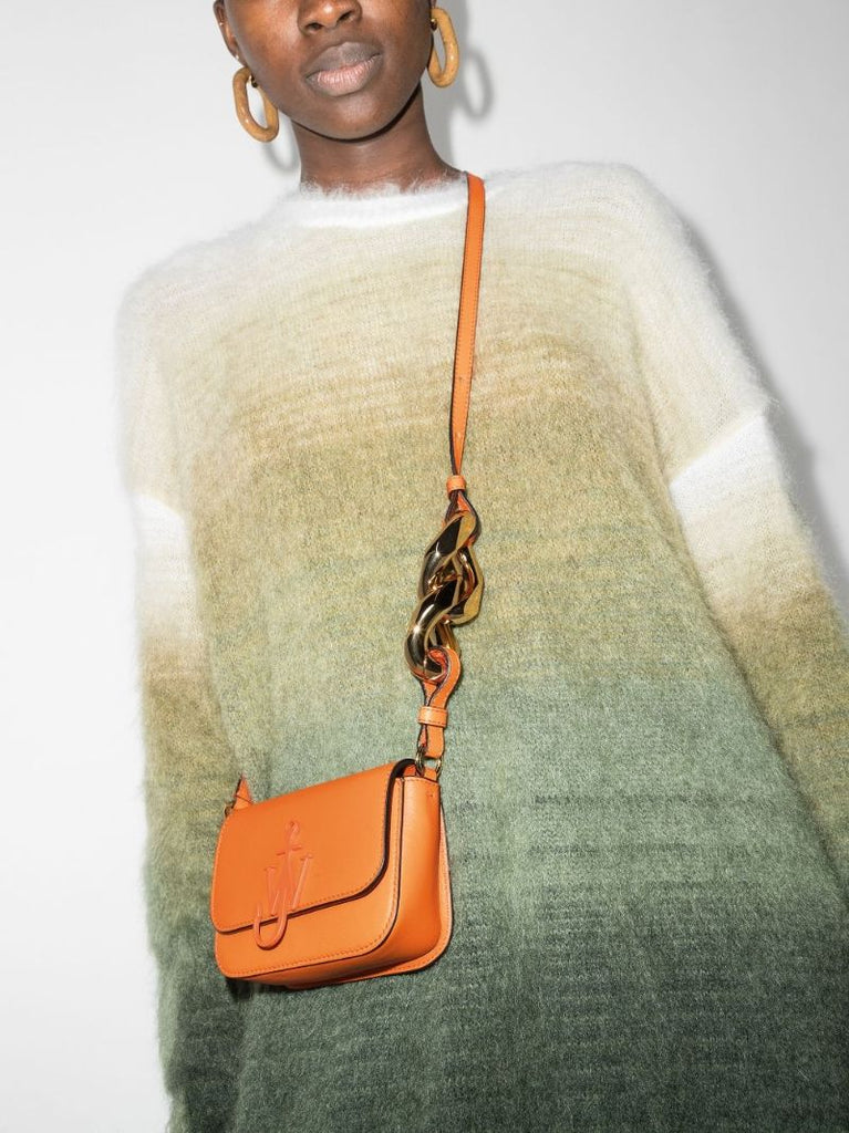 Orange Chain Anchor Nano Leather Cross Body Bag