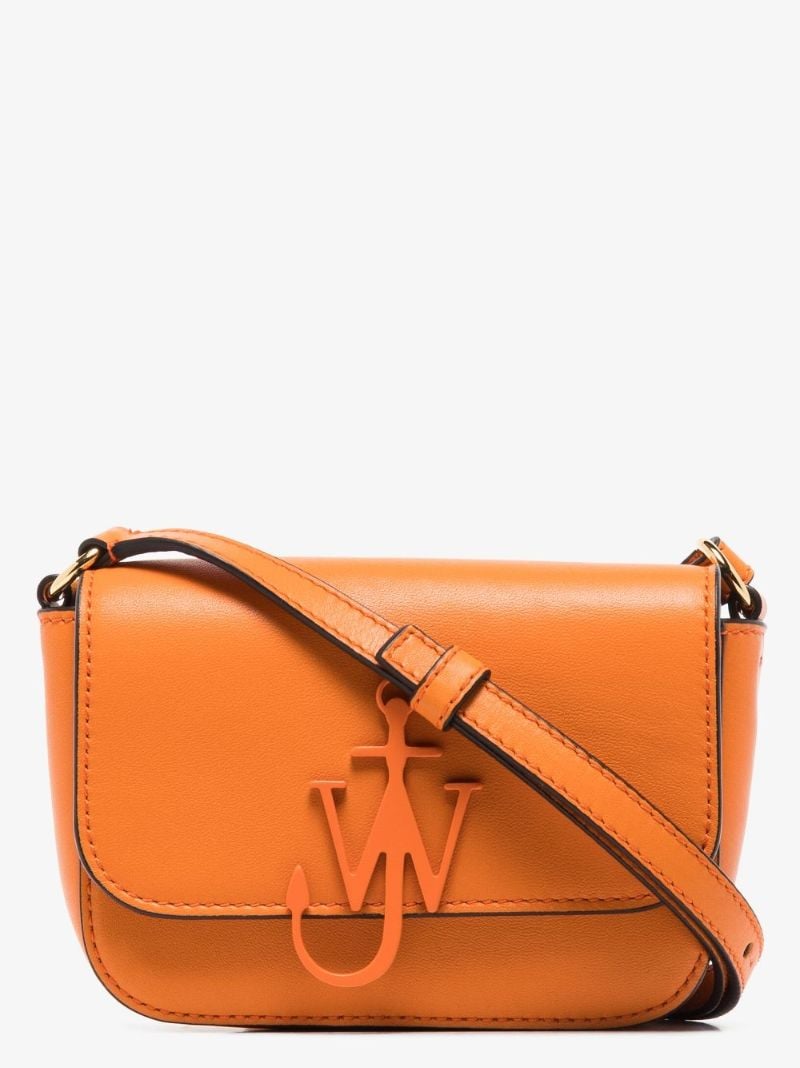 Orange Chain Anchor Nano Leather Cross Body Bag